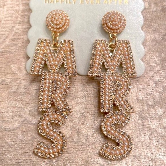 Brand New Piper K MRS Rhinestone Cultured Pearl Drop Earrings Wedding Bride - Picture 4 of 10